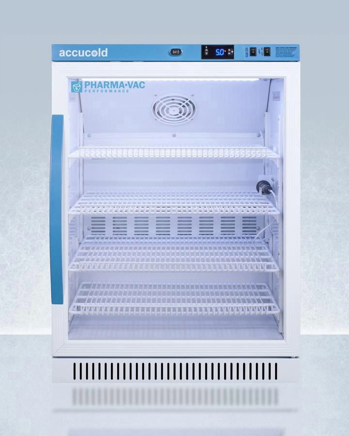 Summit Appliance ARG6PV 32.5 x 23.38 x 24.38 in. 6 cu. ft. Pharma-Vac Performance Series All-Refrigerator with Glass Door, White