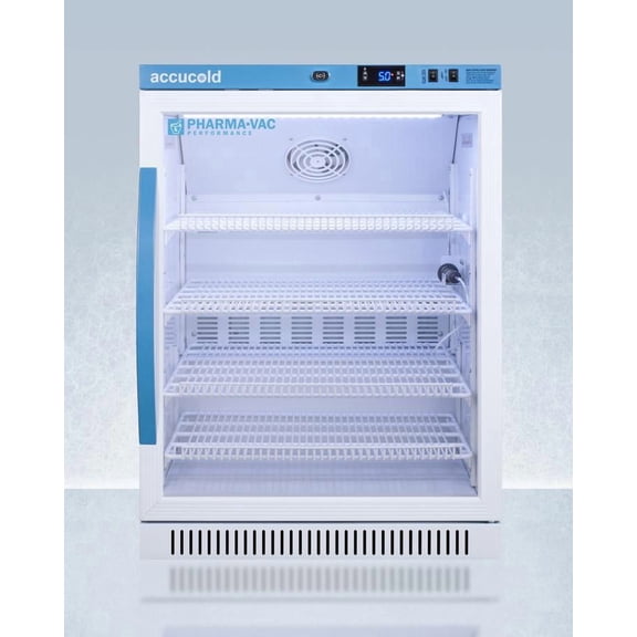 Summit Appliance ARG6PV 32.5 x 23.38 x 24.38 in. 6 cu. ft. Pharma-Vac Performance Series All-Refrigerator with Glass Door, White