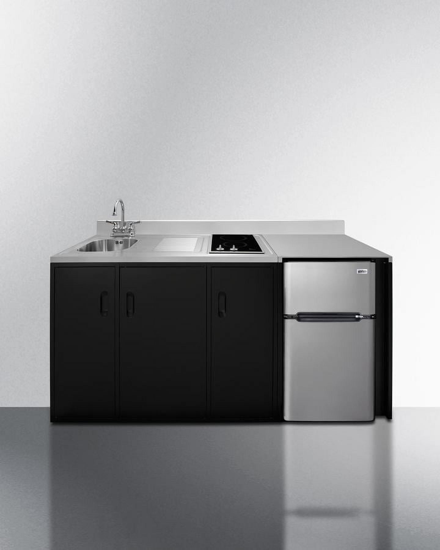 72" Black ADA-Height All-in-One Kitchenette with Smooth-Top Cooktop