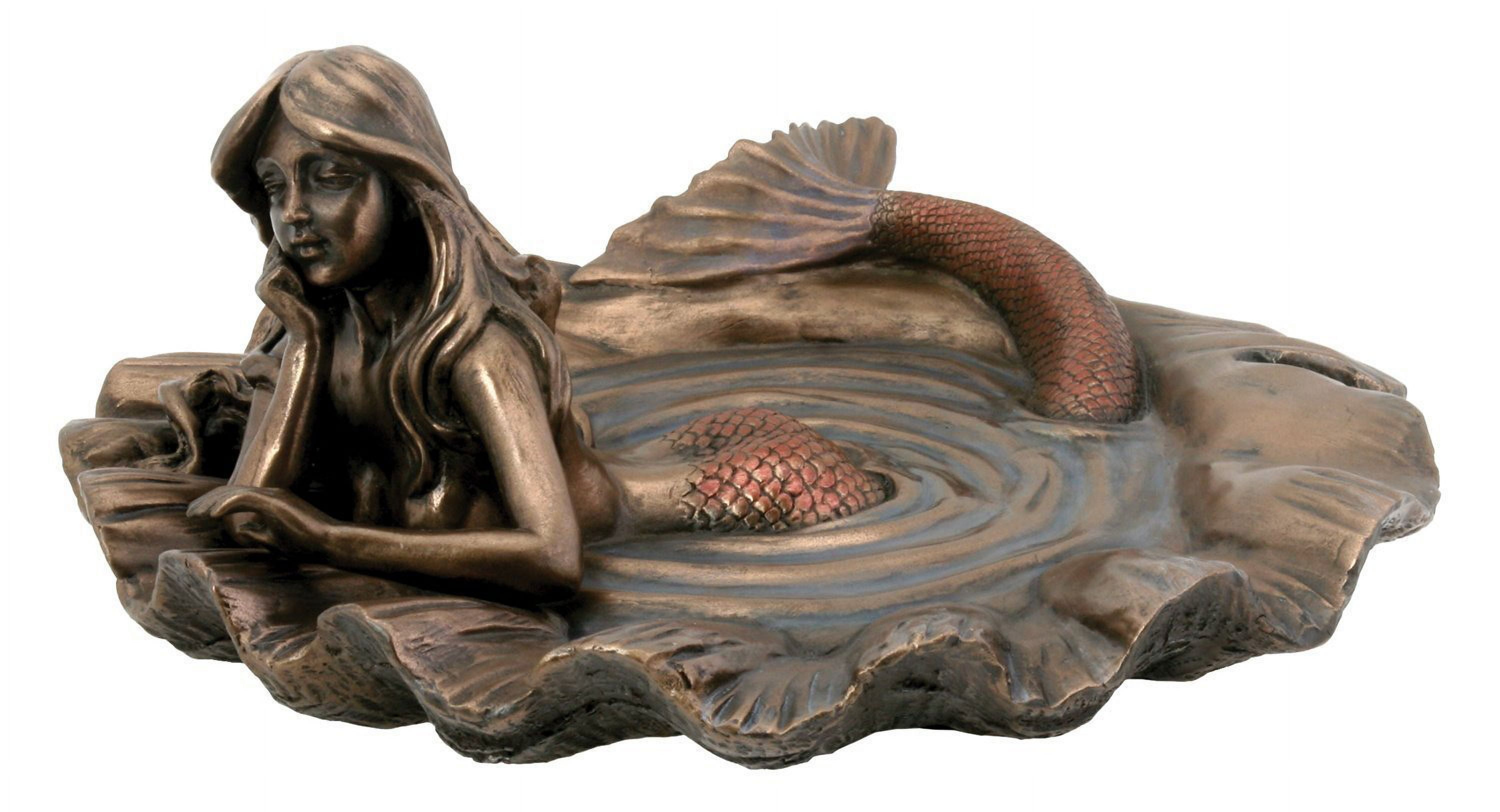 Hand-Painted Resin Art Nouveau Mermaid Tray Statue