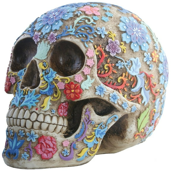 SUMMIT COLLECTION Day of The Dead Colorful Floral Sugar Skull Head Home Decor