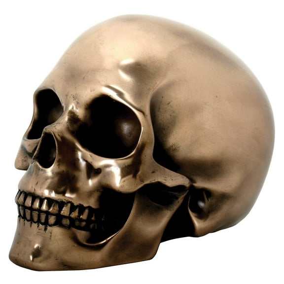 SUMMIT COLLECTION Decorative Bronze Colored Skull Head Skeleton Figurine Statue
