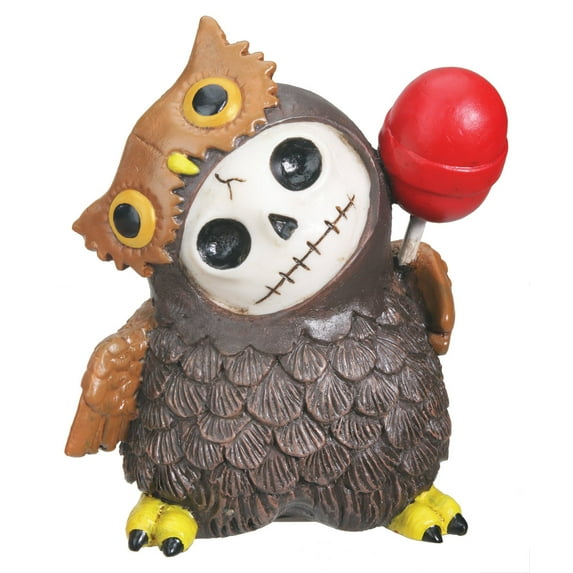 SUMMIT COLLECTION Furrybones Hootie Signature Skeleton in Brown Owl Costume with Red Lollipop