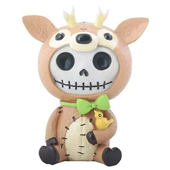 SUMMIT COLLECTION Furrybones John Signature Skeleton in Reindeer Costume with Small Yellow Bird