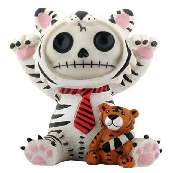 SUMMIT COLLECTION Furrybones White Tigrrr Signature Skeleton in White Tiger Costume with Small Bengal Tiger Doll.
