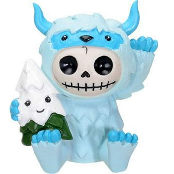 SUMMIT COLLECTION Furrybones Yeti Signature Skeleton in Abominable Snowman Costume with Snow Covered Tree Friend