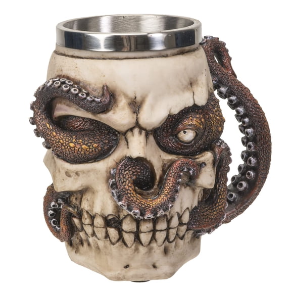 SUMMIT COLLECTION Kraken Skull Mug 16 fl oz Beer Tankard Coffee Mug 5 inch Tall Octopus Tentacle Handles
