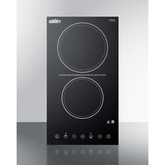 12" Wide 230V 2-Burner Radiant Cooktop, Digital Touch
