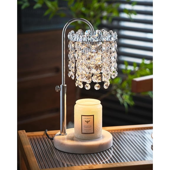 SUMMIT-Candle Warmer Lamp with Timer Dimmer Adjustable Height Candle Warmer with Marble Base for Jar Candles, Crystal Candle Lamp with 3 Bulbs for New Home Decor, Women Mom Christmas Birthday Gifts