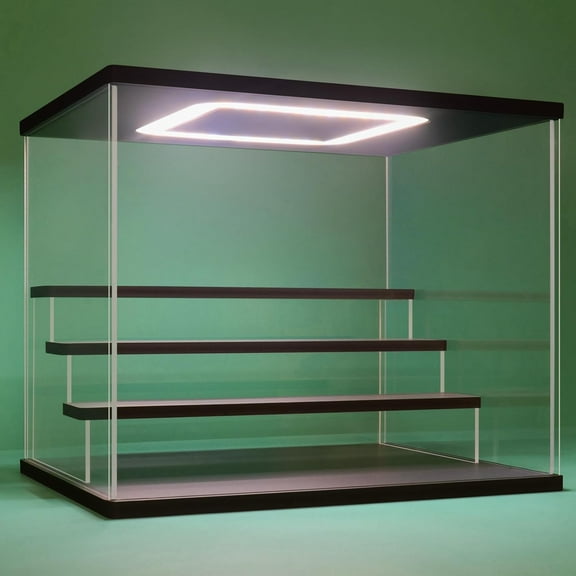 SUMMIT Clear Acrylic Display Case Stand with LED Light 2/3/4/5/6 Tier Storage Box Showcase Dustproof Organizer Box for Collectibles (4Tier 12.4*9.6*10.4inch)