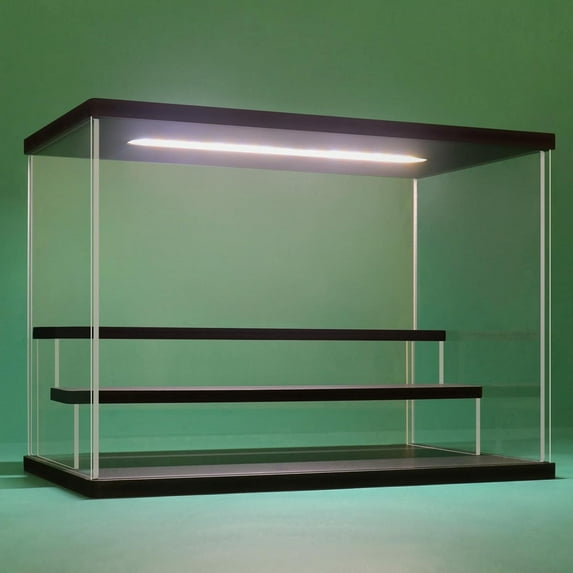 SUMMIT Clear Acrylic Display Case Stand with Led Light 2/3/4/5/6 Tier Storage Box Showcase Dustproof Organizer Box for Collectibles (3Tier 12.4*7*9inch)