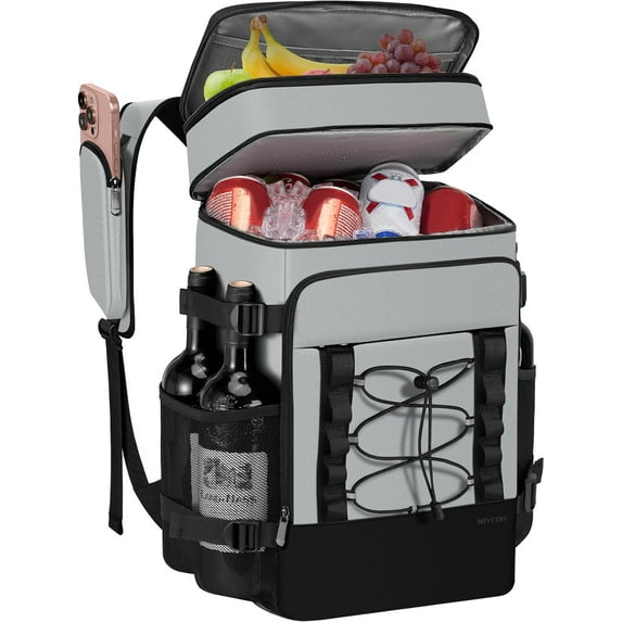 SUMMIT Cooler Backpack - 40 Cans Insulated Backpack Cooler for Men & Women, Portable 2 Leak Proof Compartments Coolers Bag for Beach Travel Picnic Lunch Hiking BBQ Camping