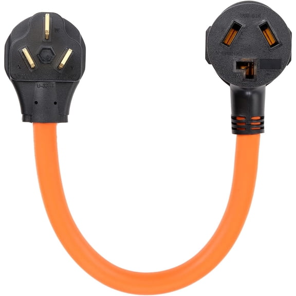 SUMMIT - Dryer Adapter Cord, NEMA 10-50P Male to 10-30R Female Plug Adapter, 3 Prong Heavy Duty STW 10AWG/3C Cable, 1.5 ft, 50 Amp to 30 Amp Converter for Dryer Range Appliance, Orange