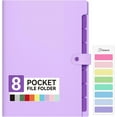 thumbnail image 1 of SUMMIT - Expanding File Folder with 8 Pocket, Letter Size Accordion File Organizer, Portable Folders for Documents, Cute Paper Organizer, Filling Products for School Office Supplies, A4 Size, Purple, 1 of 6