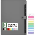 thumbnail image 1 of SUMMIT - Expanding File Folder with 8 Pocket, Letter Size Accordion File Organizer, Portable Folders for Documents, Cute Paper Organizer, Filling Products for School Office Supplies, A4 Size, Gray, 1 of 7
