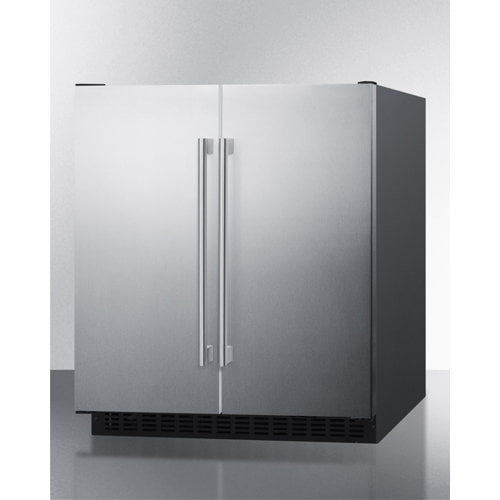 FFRF3070BSS 30 Side-by-Side Compact Refrigerator and Freezer with 5.4 cu. ft. Capacity LED Lighting Frost Free Operation High Temperature and Open Door Alarm in Stainless Steel with Blac