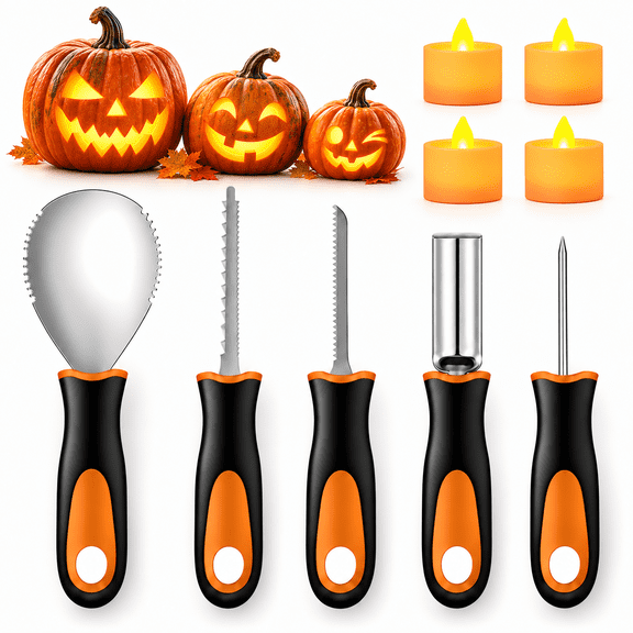 SUMMIT - Halloween Pumpkin Carving Kit, 5Pcs Pumpkin Carving Tools Set, Heavy Duty Stainless Steel, Ideal for Halloween Pumpkin Decorating and Party Crafts
