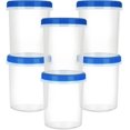 thumbnail image 1 of SUMMIT Heavy Duty Airtight Plastic Containers with Twist Top Lids, Stackable Freezer Containers for Lunch, Salad, Soup, Leftover, Ice Cream, BPA Free [6 Pack-32 oz], 1 of 7