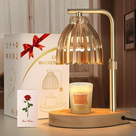 SUMMIT - Holiday gifts for Women Candle Warmer Lamp with Adjustable Height, Timer & Dimmer, Birthday Gifts for Women, Elegant Gift Box & Greeting Card, Candle Lamp with 2 Bulbs for Home Decor/Bedroom