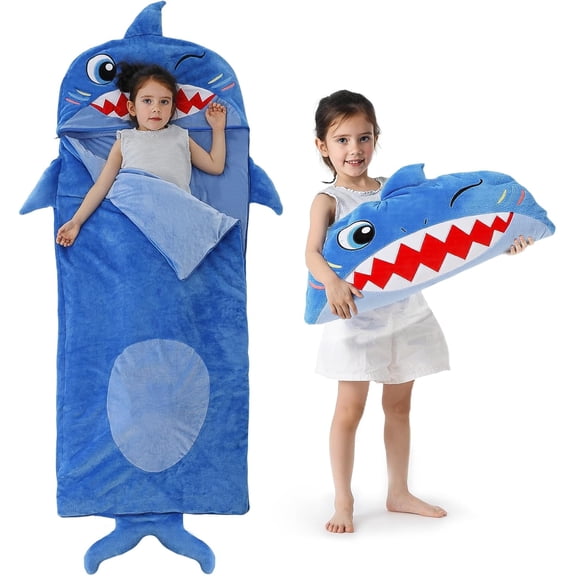SUMMIT - Kids Sleeping Bag, Plush Toddler Slumber Bag 2-in-1 Pillow, Soft Sleeping Bag, Nap Mats for Preschool,Daycare,Travel,Gift, Ages 3-12