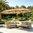 thumbnail image 1 of SUMMIT LIVING 13FT Patio Umbrella with Base Included - Double-Vented Rectangle Outdoor Market Umbrella for Patio - Beige, 1 of 9