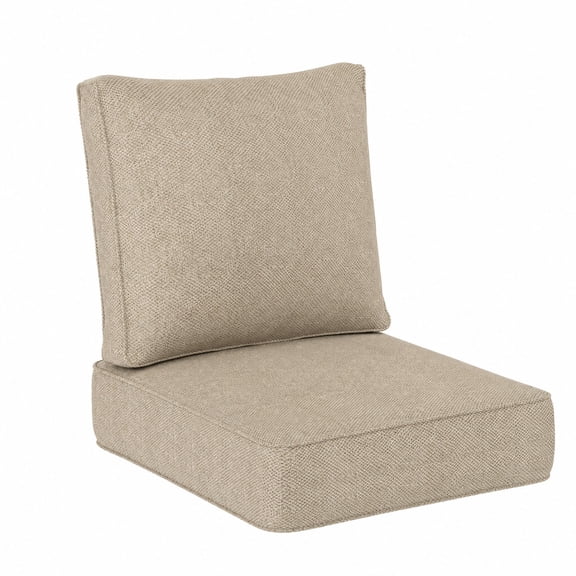 SUMMIT LIVING 24" x 24" x 5.75" Deep Seat Cushions, Olefin Replacement Cushion Set for Outdoor Patio Furniture, All-Weather-Resistant Beige Sofa Cushions for Balcony & Couch
