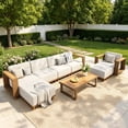 thumbnail image 1 of SUMMIT LIVING 8-Piece Wicker Patio Furniture Set, All-Weather Outdoor Sectional Sofa with Swivel Chair & 2 Ottomans for Garden Backyard, Beige, 1 of 10