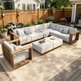 thumbnail image 1 of SUMMIT LIVING Wicker Patio Furniture Set, All-Weather 9-Piece L Shaped Outdoor Sectional Set with 2 Ottomans & Swivel Sofa for Garden Backyard, Beige, 1 of 10