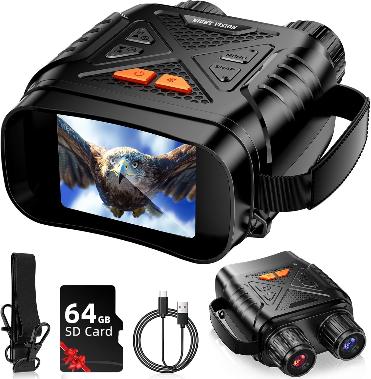 SUMMIT Night Vision Goggles, Night Vision Binoculars for Adults, HD Screen Thermal Binoculars with 64GB TF Card for Photos and Videos, Perfect for Outdoor Hunting Camping and Wildlife Observation