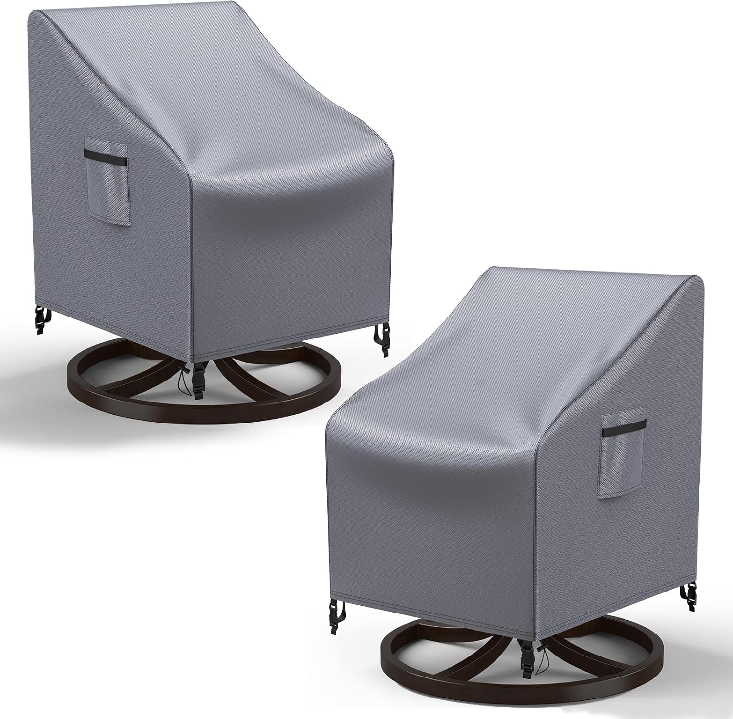 SUMMIT-Patio Chair Covers, 2 Pack Outdoor Swivel Lounge Chair Cover, Heavy Duty Patio Rocking Chair Covers, Patio Furniture Covers Waterproof, 30" W×34" D×38.5" H, Grey