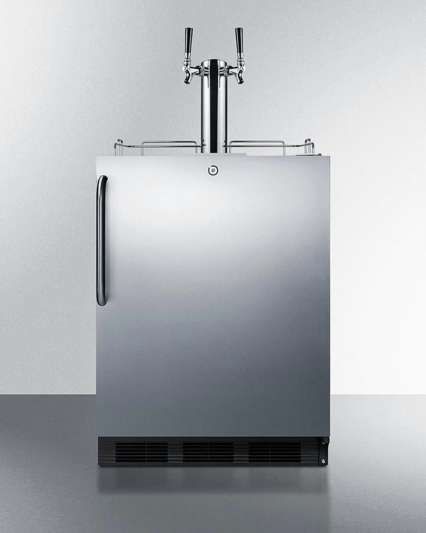 ADA compliant commercial outdoor beer cooler in complete stainless steel, designed for built-in or freestanding use