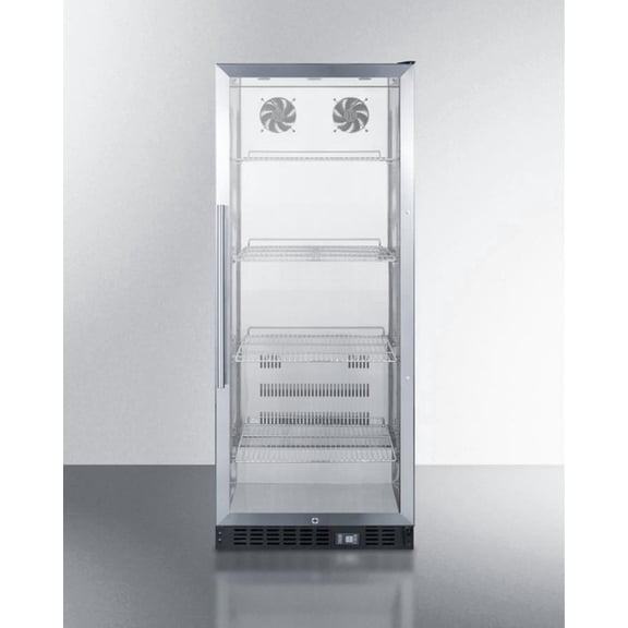 SCR1156 24 Commercially Approved Beverage Center with 11 cu. ft. Capacity 4 Chrome Wire Adjustable Shelves Automatic Defrost Double Pane Tempered Glass Door and Lock in Stainless Steel"