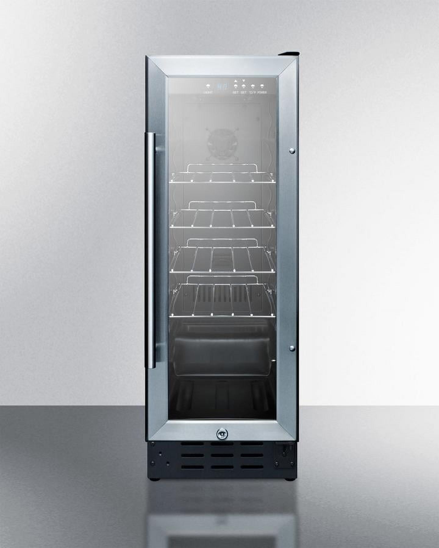 12" Wide Black Glass Door Undercounter Beverage Cooler