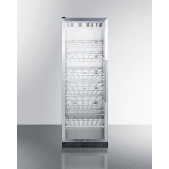 Commercially approved beverage center with self-closing door and left hand door swing