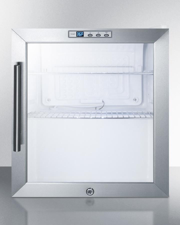 SCR215L 17 Commercially Approved Compact Beverage Center with 1.7 cu. ft. Capacity  2 Adjustable Chrome Shelves  Automatic Defrost  and Lock  in Stainless Steel"