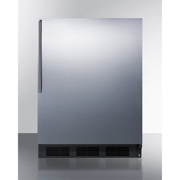 ADA compliant commercial all-refrigerator for freestanding general purpose use, auto defrost w/SS door, thin handle, and black cabinet