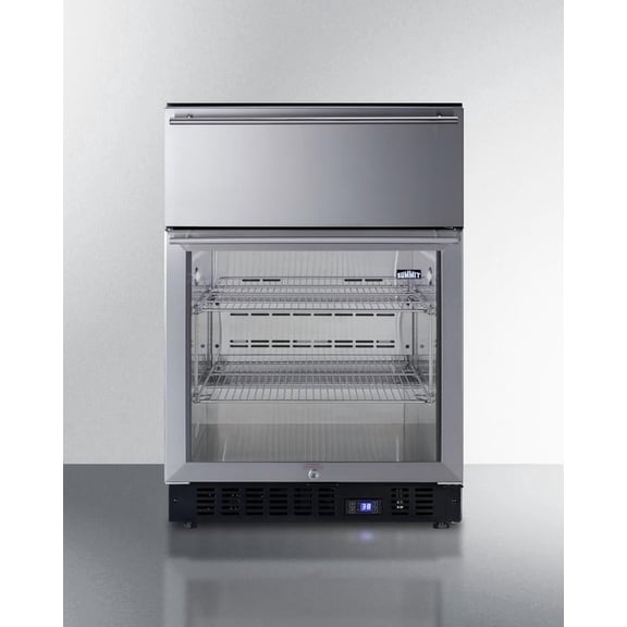 Summit 24" Built-In Beverage Refrigerator/Top Drawer