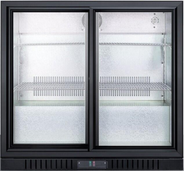 Summit SCR79999B 36 Freestanding Beverage Center with 7.4 cu. ft. Capacity  4 Adjustable Wire Shelves  Lock  Adjustable Thermostat  and Automatic Defrost  in Black