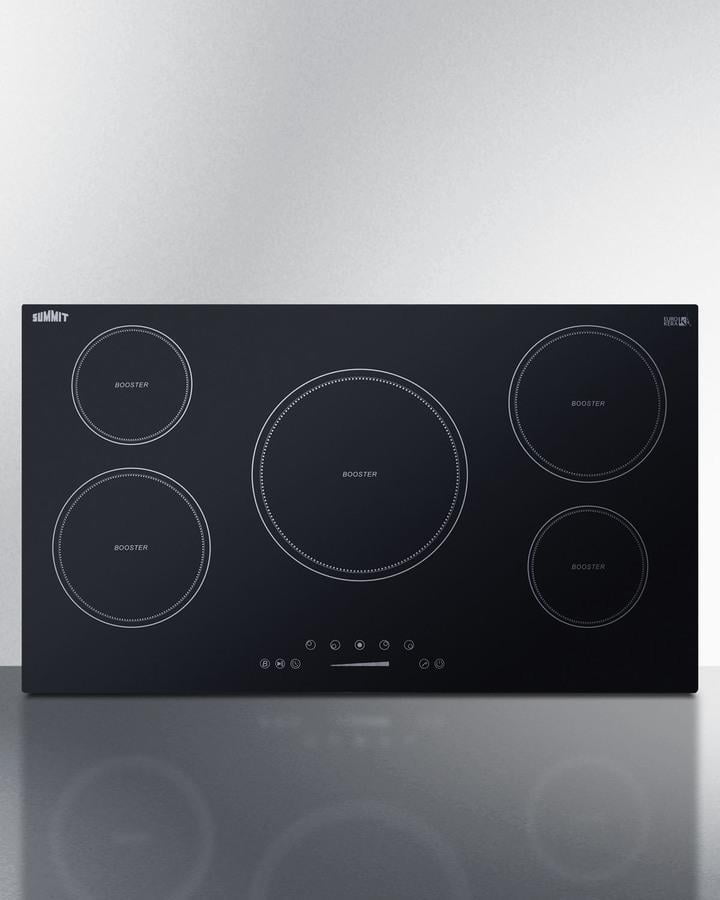 Summit 36" Black Ceramic Glass 5-Burner Induction Cooktop