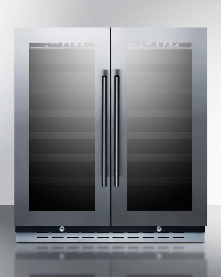 Summit 30" Stainless Steel Dual Zone Wine Cellar with Glass Doors