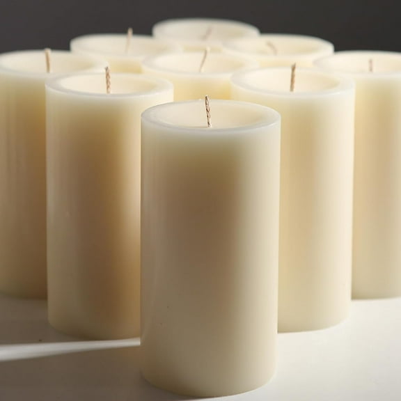 Set of 12 Ivory Pillar Candles - 2.8x6 inch Hand-Poured Large Pillar Candle | 75 Hours Burn Time | Unscented Candles | Dripless and Smokeless | Perfect for Wedding, Parties, Spas, Home Decor