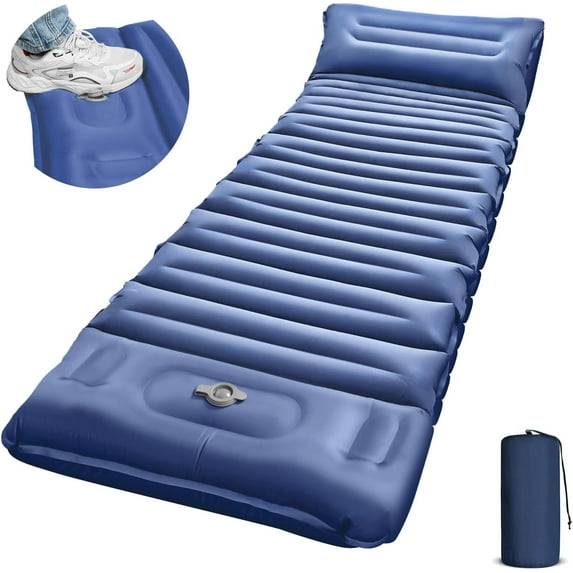 SUMMIT Sleeping Pad for Camping, 5" Extra-Thick Camping Mat with Pillow Built-in Foot Pump, Ultralight Inflatable Sleeping Mat for Camping, Backpacking, Hiking, Camp Tent