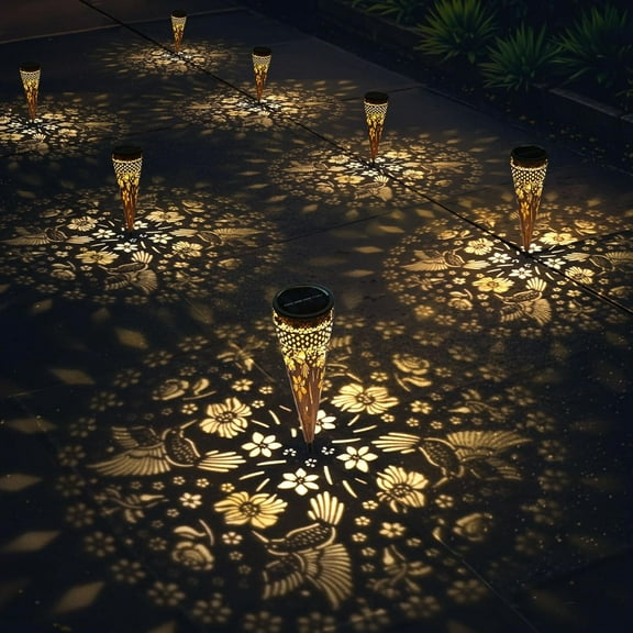 SUMMIT - Solar Garden Lights, Metal Hummingbird Pathway Lights, Outdoor Landscape Lighting for Patio, Backyard, Walkway (Hummingbird, 2)