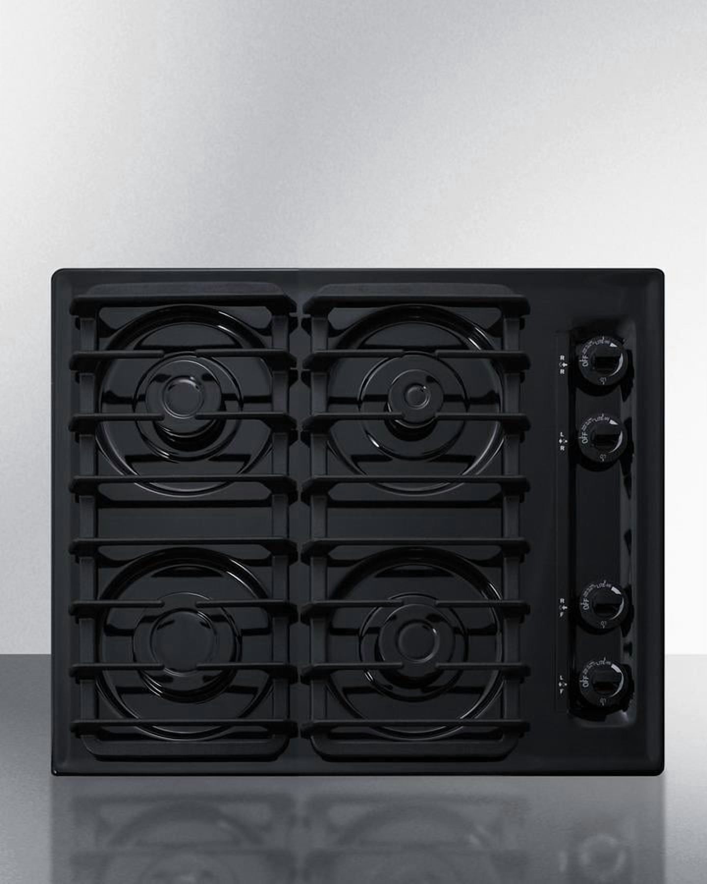 Summit Appliance TTL033S 24 in. Wide 4-Burner Gas Cooktop, Black