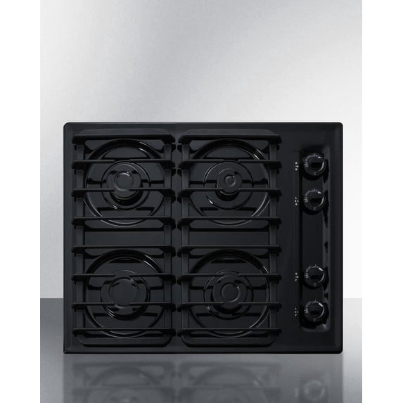 Summit Appliance TTL033S 24 in. Wide 4-Burner Gas Cooktop, Black