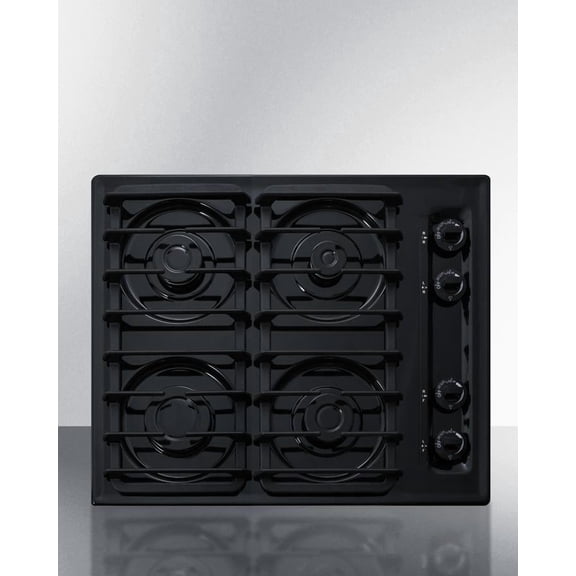Summit Appliance TTL033S 24 in. Wide 4-Burner Gas Cooktop, Black
