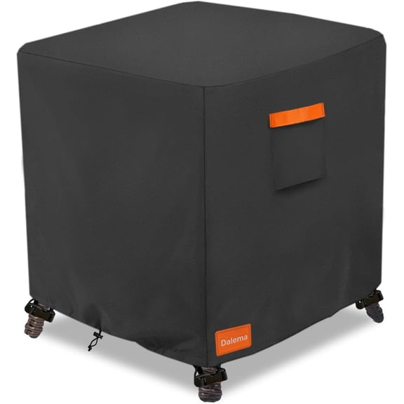 SUMMIT-Waterproof Outdoor Ottoman Cover Square,600D Heavy Duty Patio Small Side Table Cover,Patio Furniture Covers for End Table 32" W x 32" D x 18" H,Black