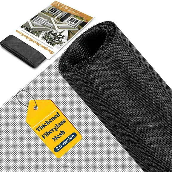 SUMMIT Window Screen Mesh, 48"x100" Fiberglass Window Screen Door Mesh, Screen Door Replacement, Patio Screen Mesh Black