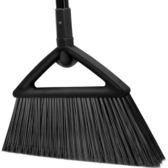 SUMMITHeavy Duty Broom, Brooms for Sweeeping Indoor, Angle Broom with Long Pole, Outdoor Broom for Courtyard Garages Slidewalk, Indoor Broom for Kitchen Lobby Canteen Black