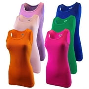 SUMONA Women 6 Pack Assorted Color Tank Tops Ribbed Cotton A-Shirts Basic Sleeveless